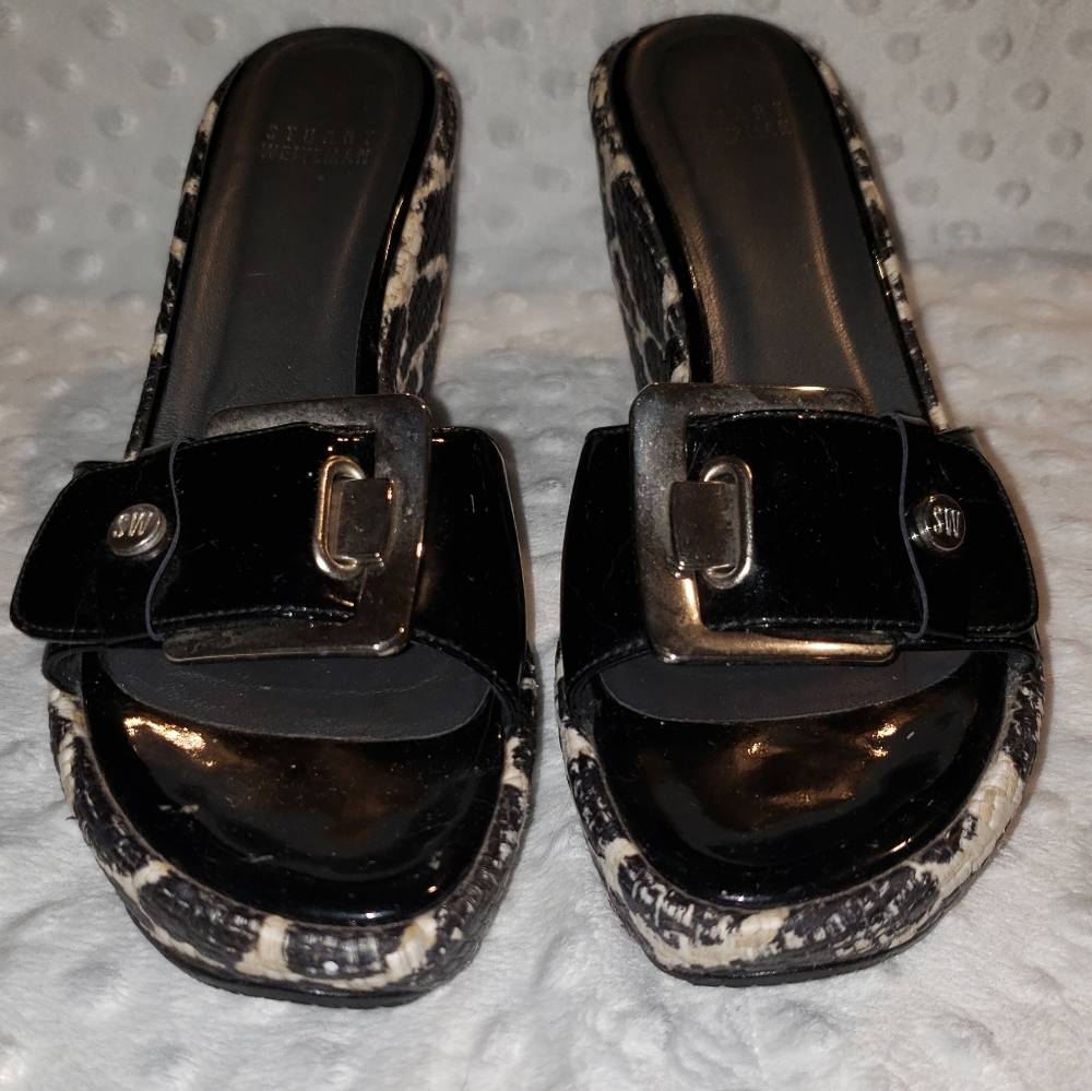 Stuart Weitzman 7 1/2 giraffe animal print buckle - Picture 2 of 16